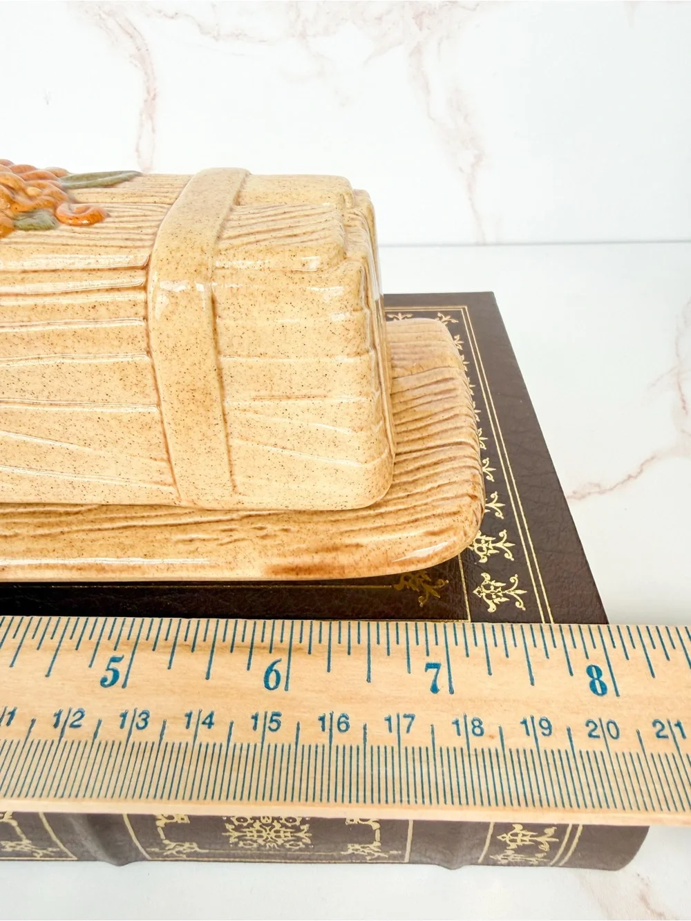 Vintage Atlantic Mold Hand Painted Ceramic Butter Dish Cottagecore Floral